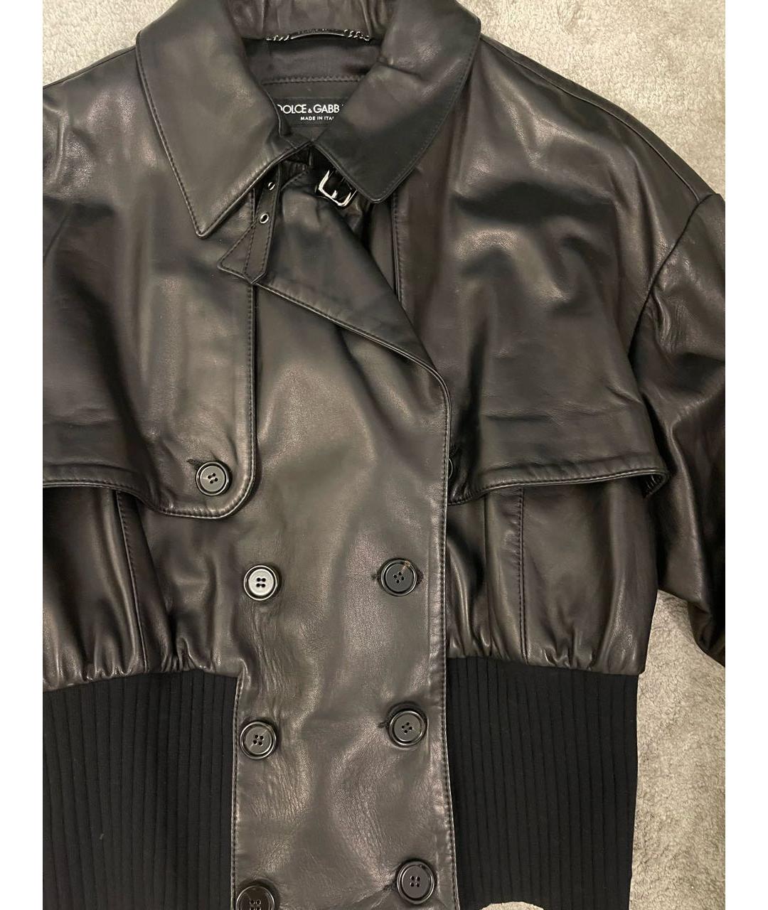 DOLCE&GABBANA Черная кожаная куртка, фото 2