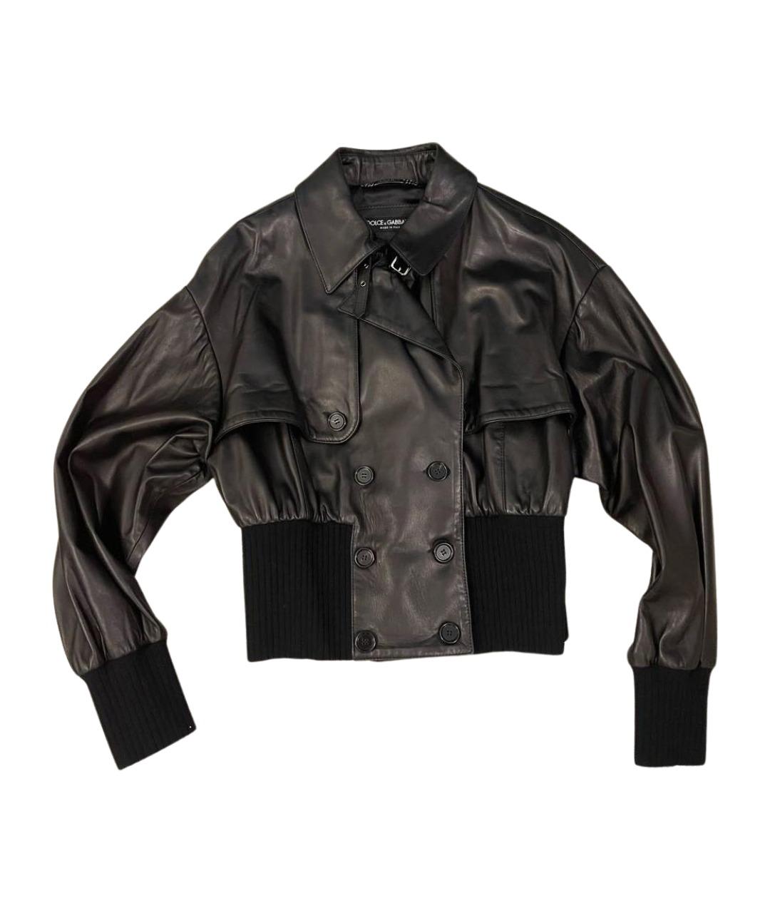 DOLCE&GABBANA Черная кожаная куртка, фото 1