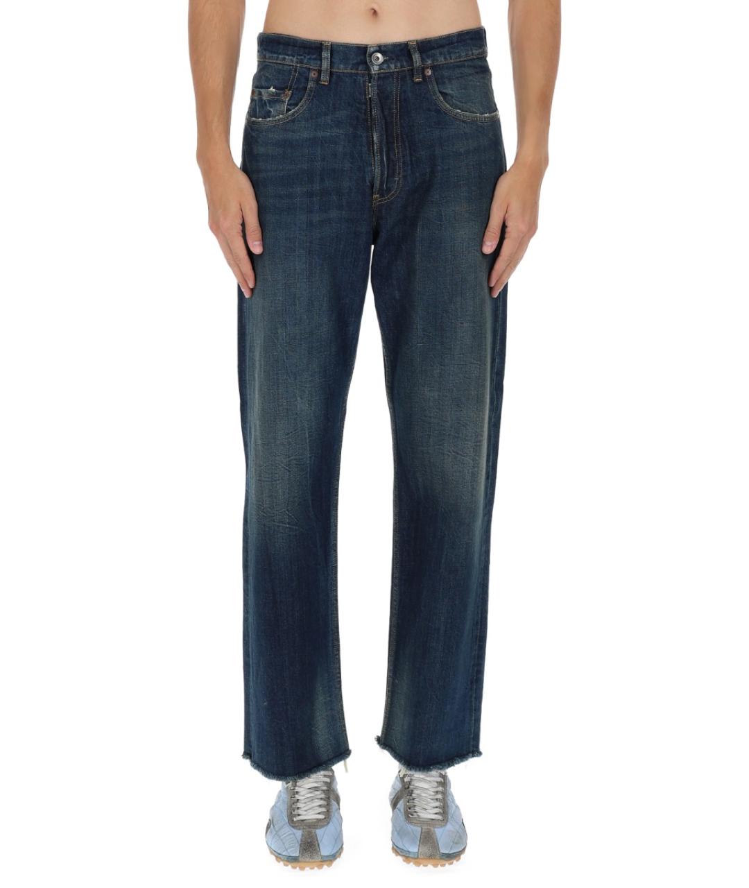 MAISON MARGIELA Синие хлопко-полиэстеровые прямые джинсы, фото 4