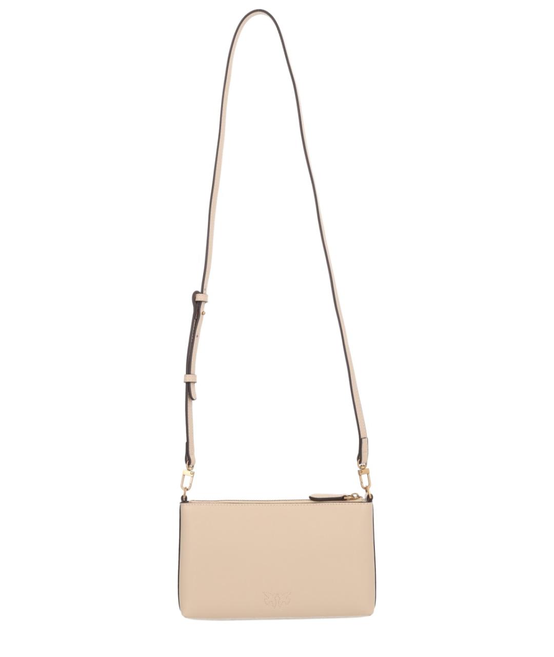 PINKO Бежевая кожаная сумка через плечо, фото 3