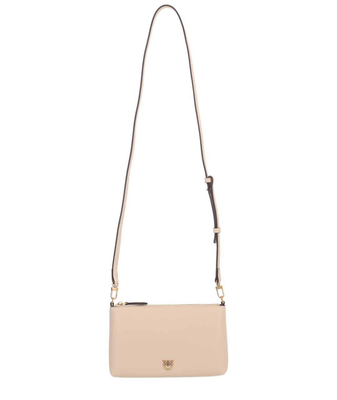 PINKO Бежевая кожаная сумка через плечо, фото 1