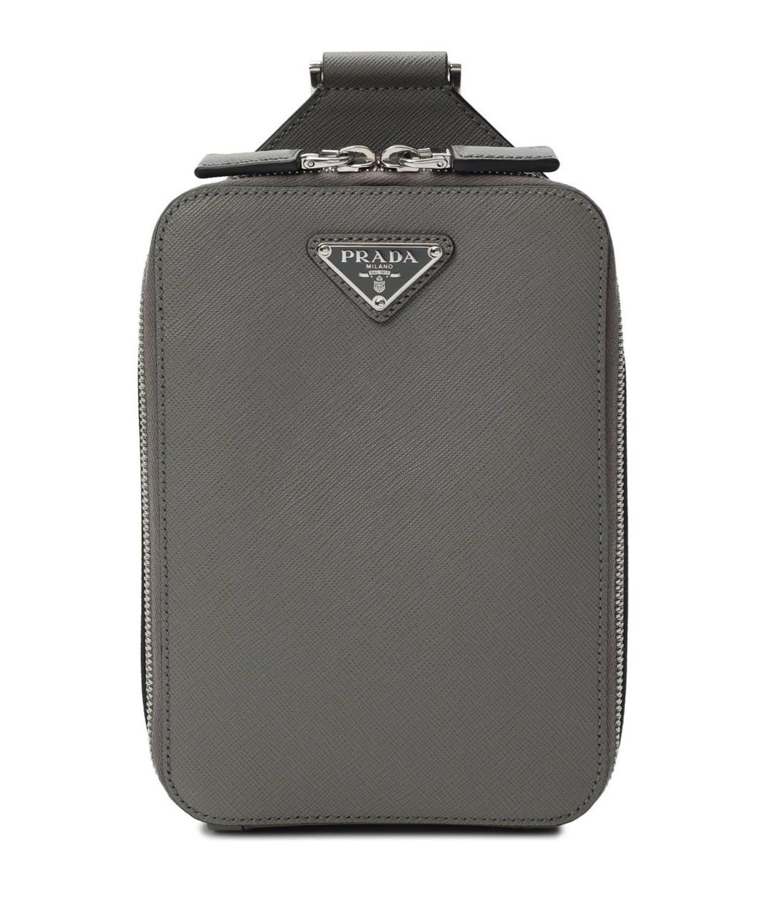 PRADA Серая кожаная сумка на плечо, фото 2
