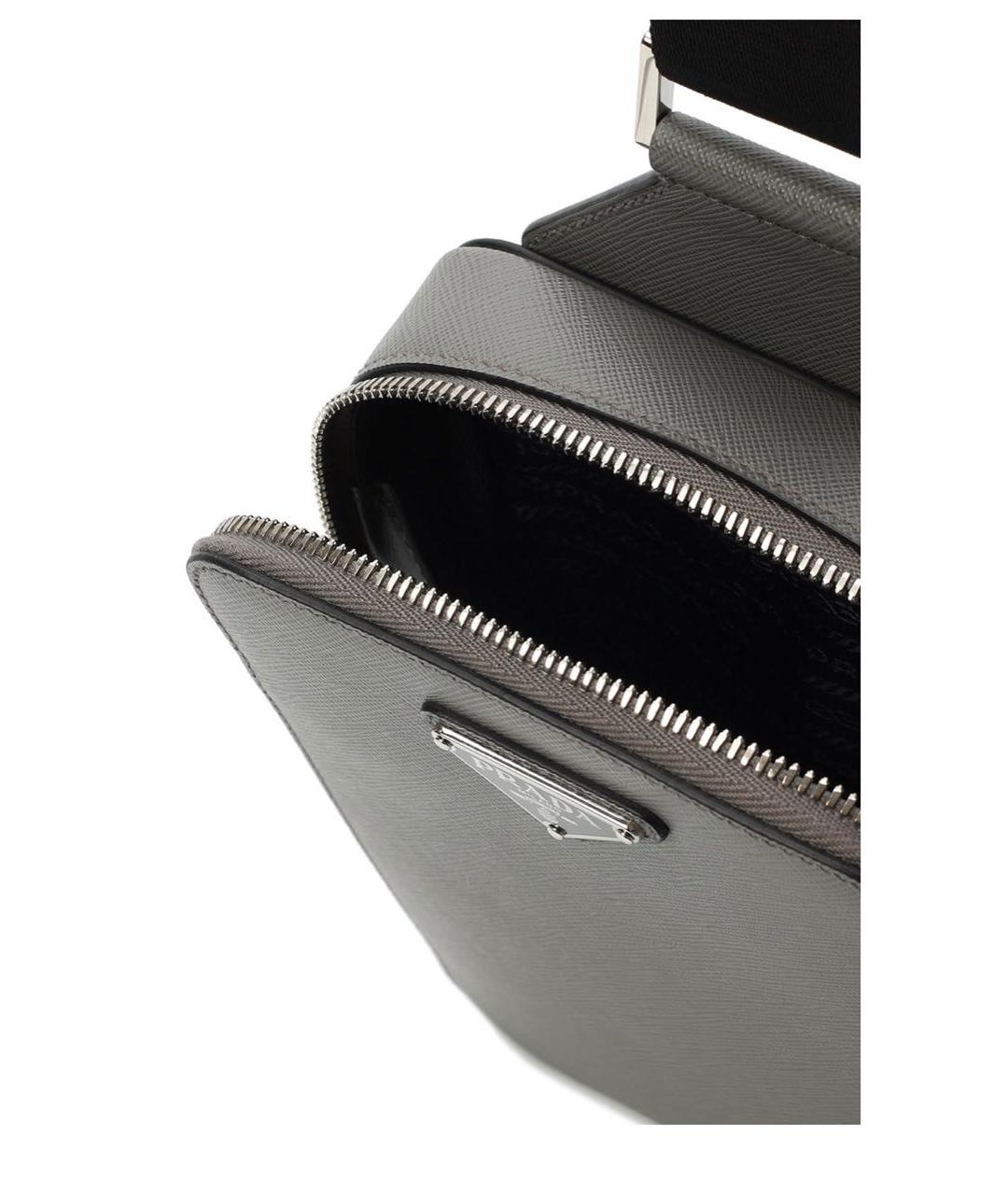 PRADA Серая кожаная сумка на плечо, фото 3