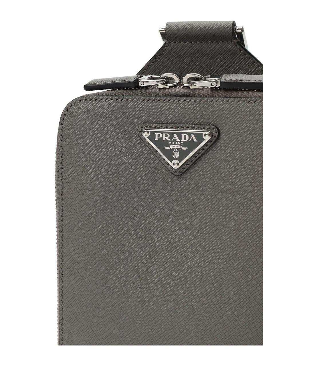 PRADA Серая кожаная сумка на плечо, фото 5