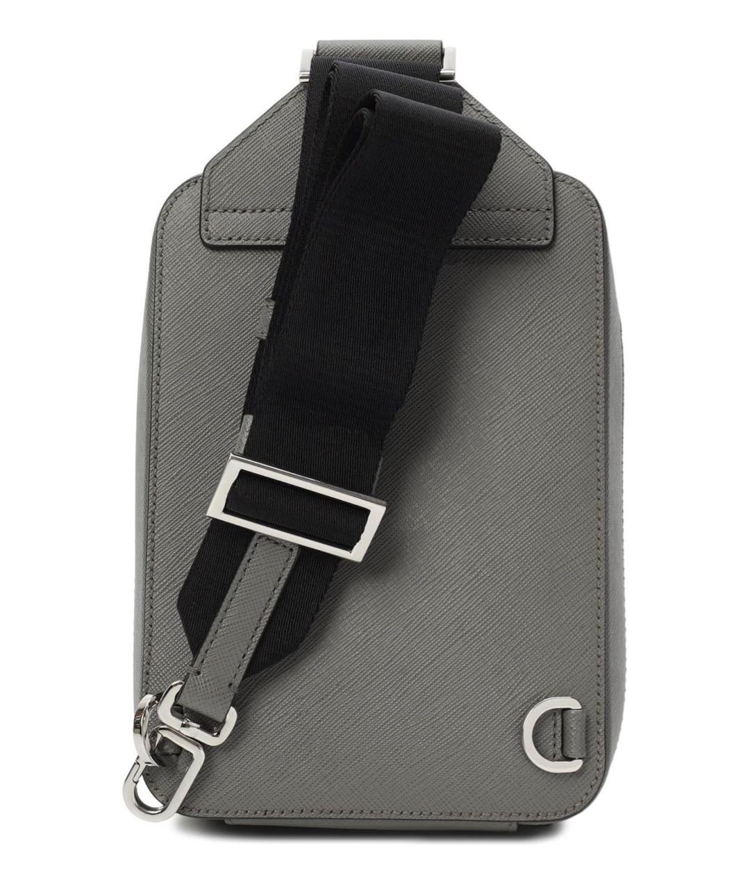 PRADA Серая кожаная сумка на плечо, фото 4