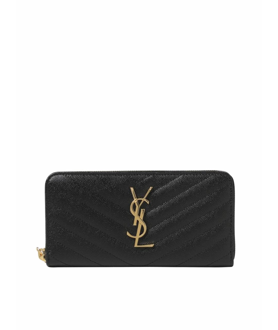 SAINT LAURENT Черный кожаный кошелек, фото 1