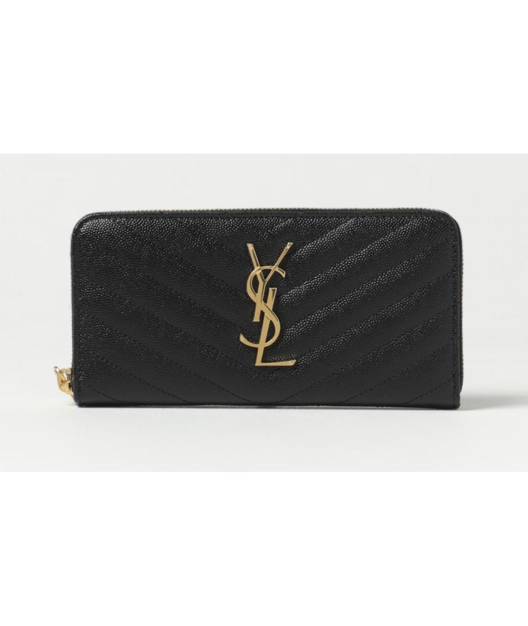 SAINT LAURENT Черный кожаный кошелек, фото 3