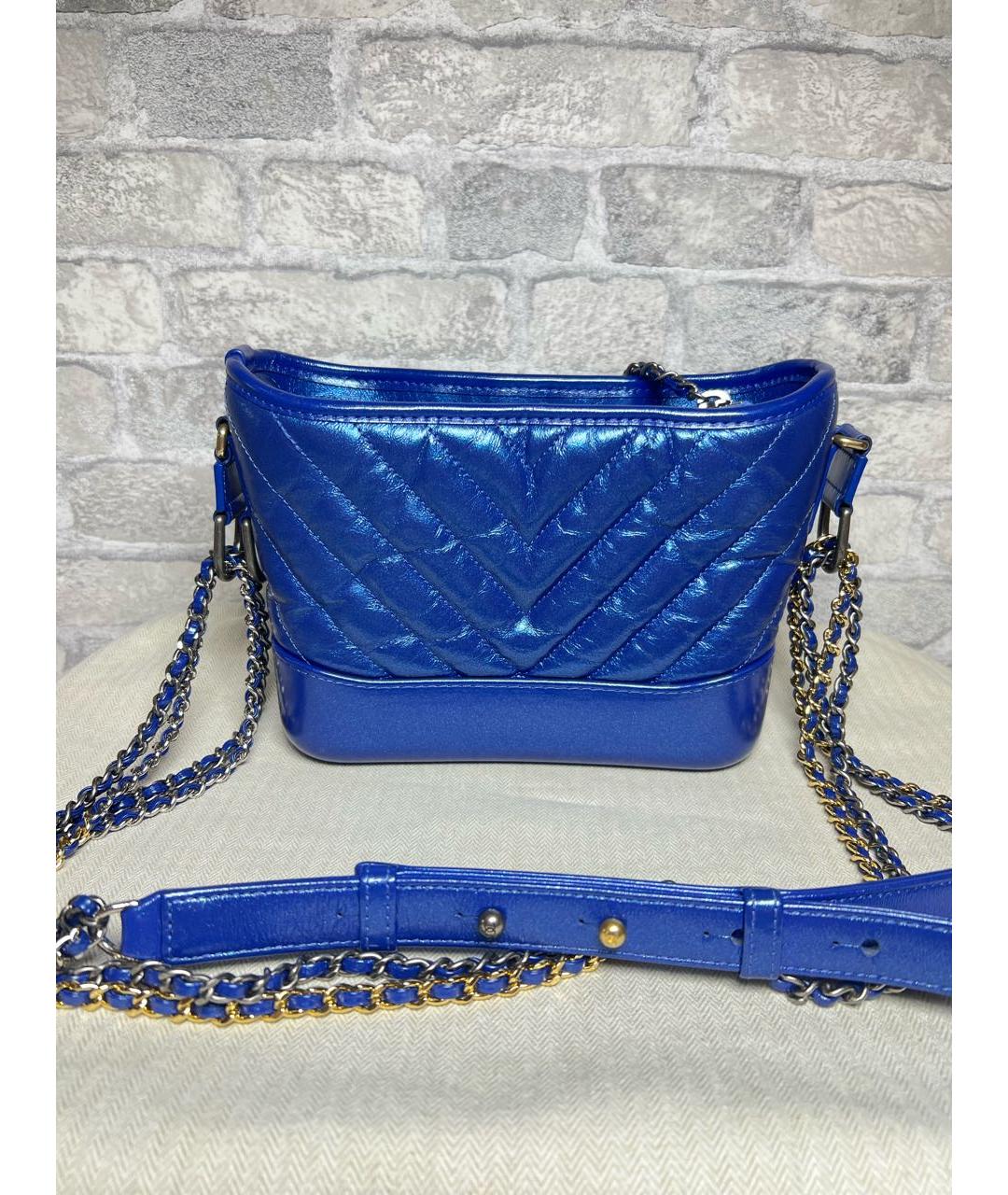 CHANEL Синяя кожаная сумка через плечо, фото 4