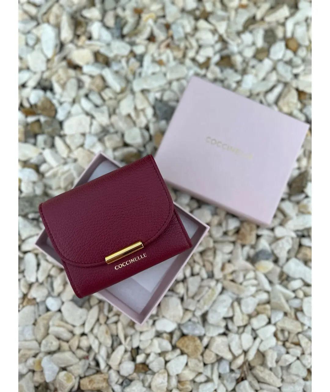 COCCINELLE Бордовый кожаный кошелек, фото 2