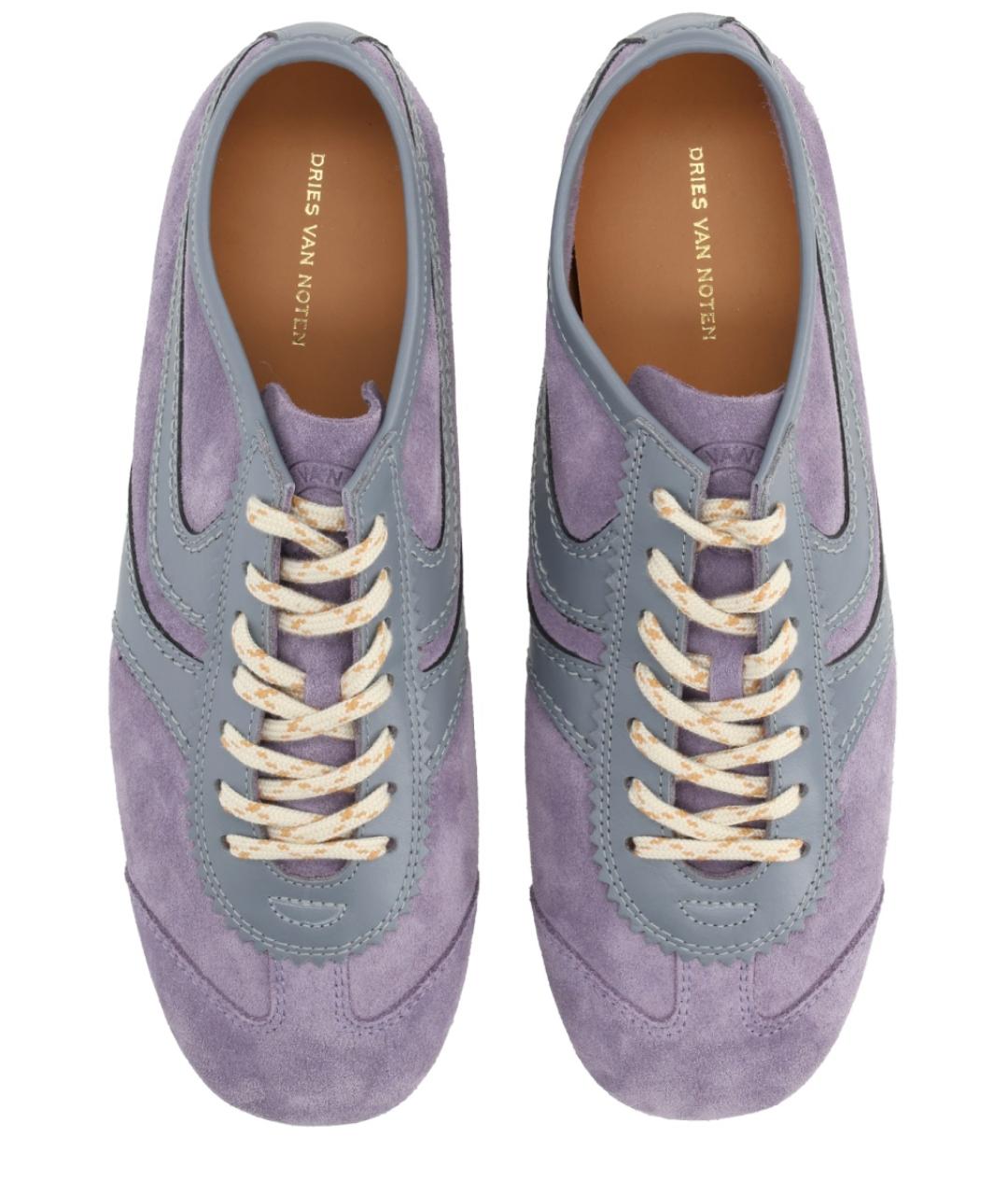 DRIES VAN NOTEN Фиолетовые кожаные кроссовки, фото 4