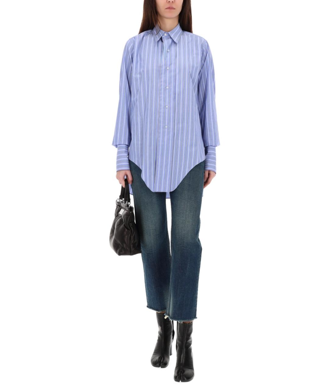 MAISON MARGIELA Синие хлопко-полиэстеровые прямые джинсы, фото 5