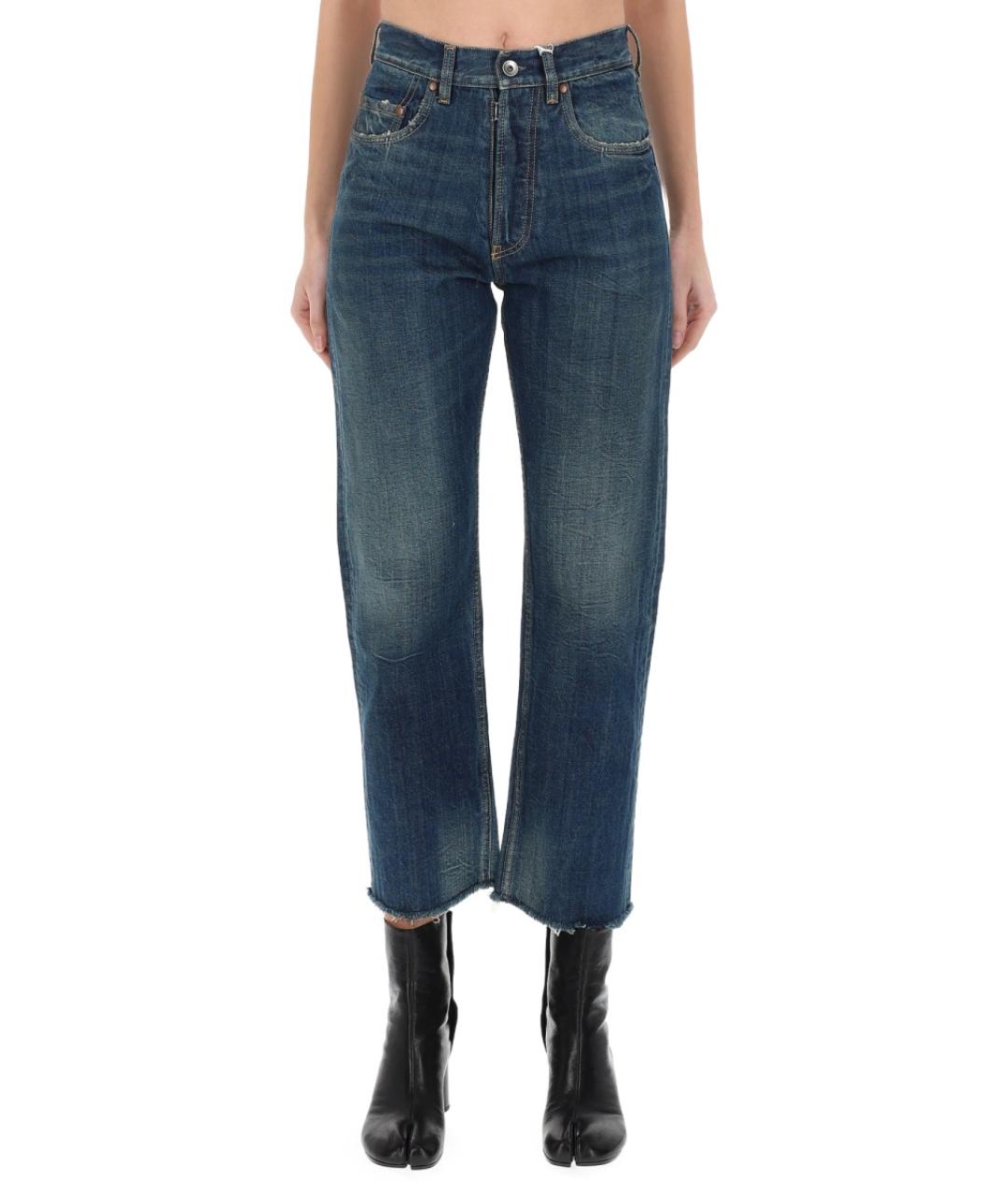 MAISON MARGIELA Синие хлопко-полиэстеровые прямые джинсы, фото 4