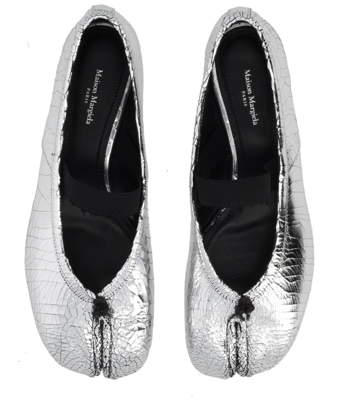 MAISON MARGIELA Серебряные кожаные балетки, фото 4