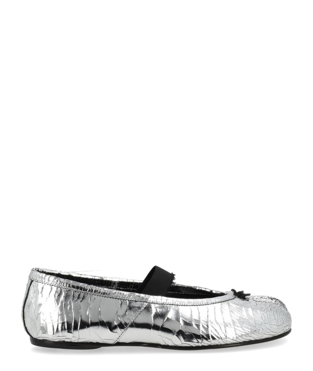 MAISON MARGIELA Серебряные кожаные балетки, фото 1