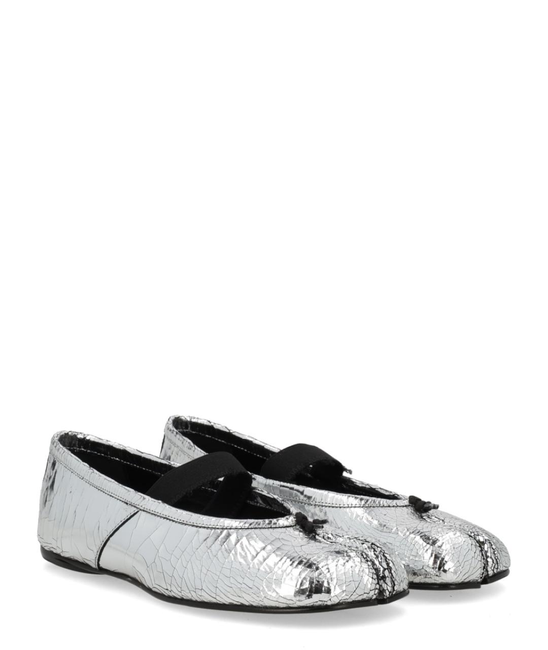 MAISON MARGIELA Серебряные кожаные балетки, фото 6