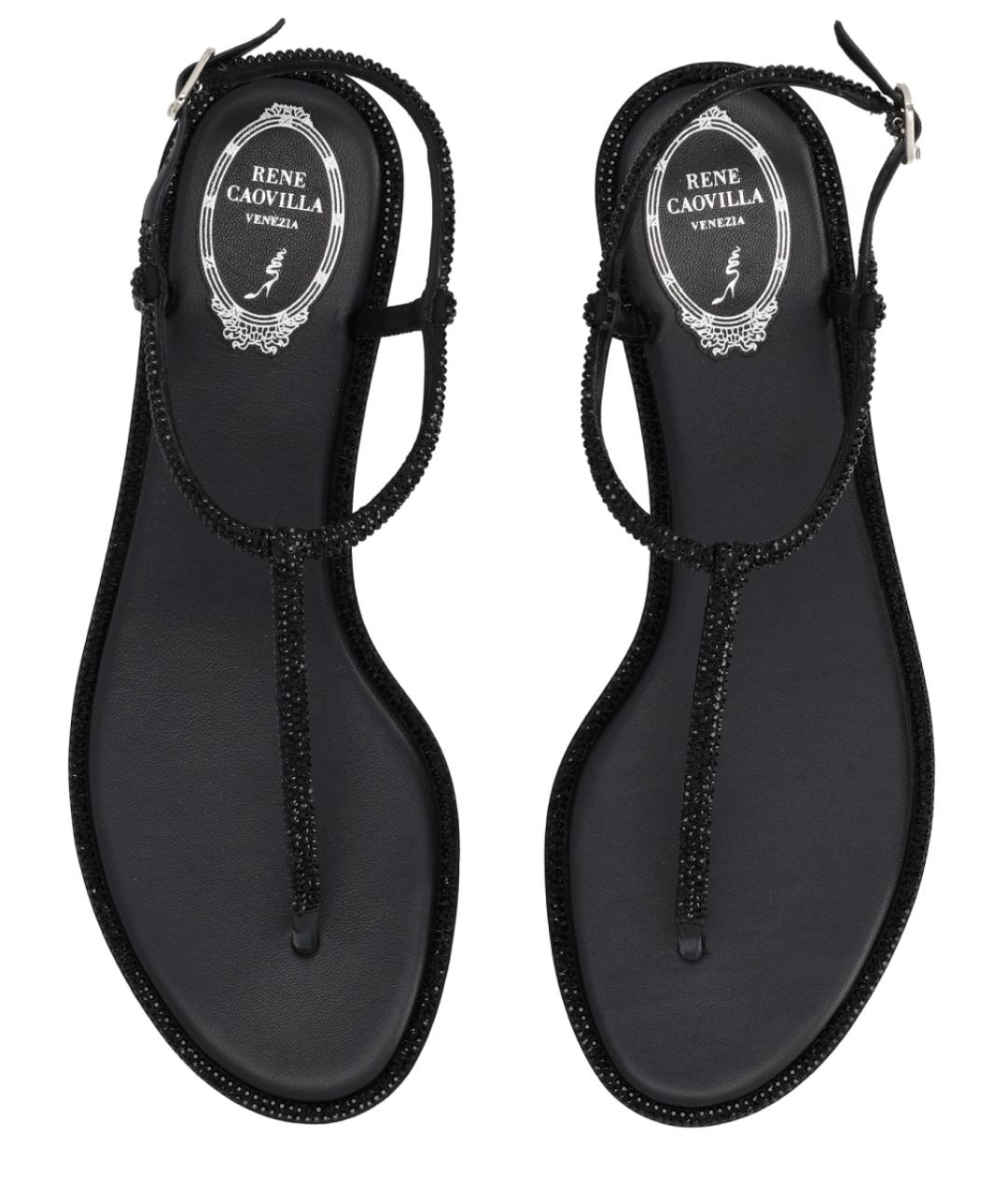 RENE CAOVILLA Черные кожаные сандалии, фото 5