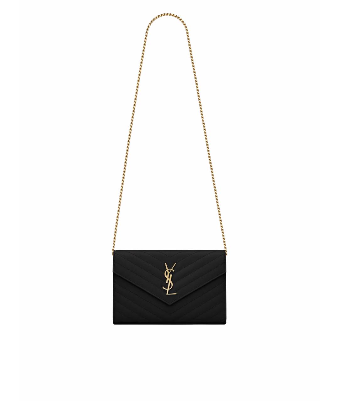 SAINT LAURENT Черная кожаная сумка через плечо, фото 1