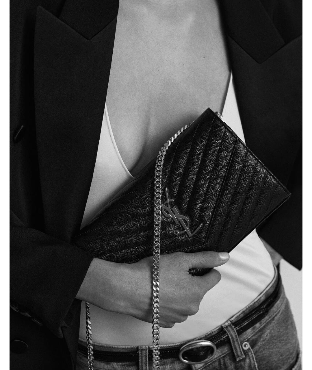 SAINT LAURENT Черная кожаная сумка через плечо, фото 5