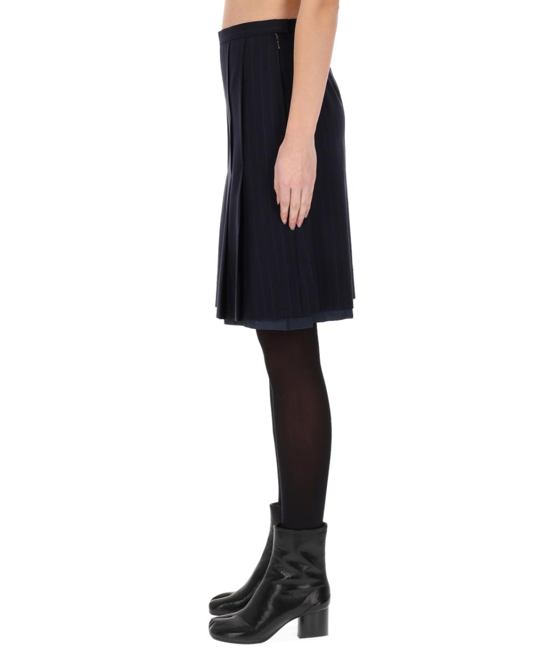 MAISON MARGIELA Темно-синяя шерстяная юбка миди, фото 3
