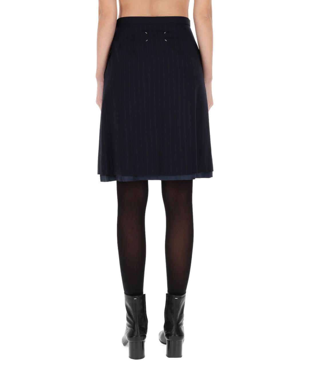 MAISON MARGIELA Темно-синяя шерстяная юбка миди, фото 4