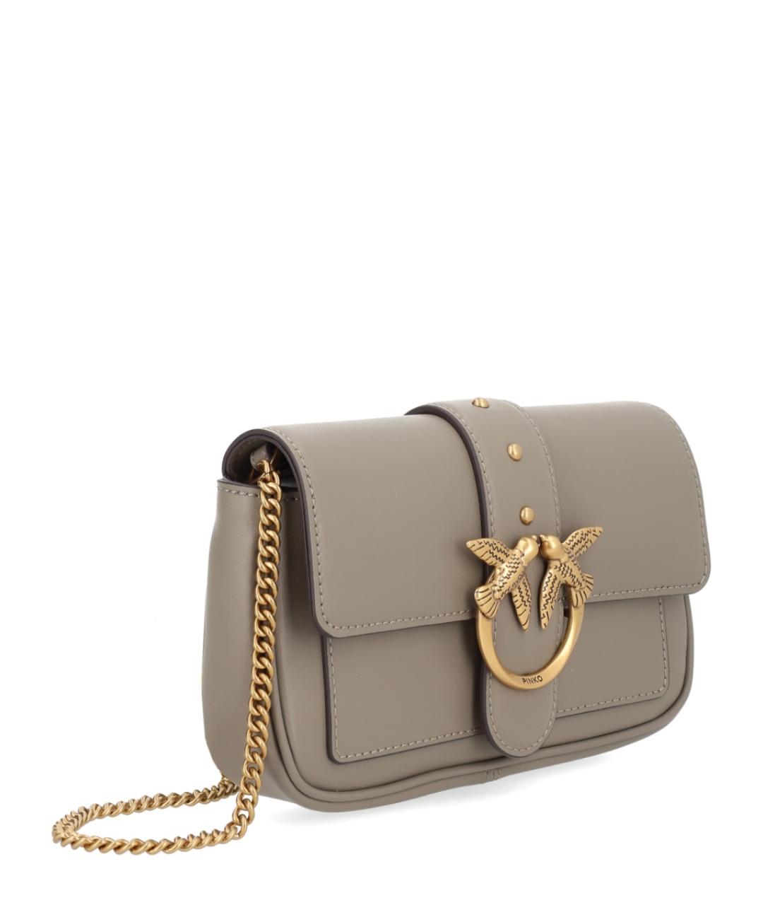 PINKO Бежевая кожаная сумка через плечо, фото 2