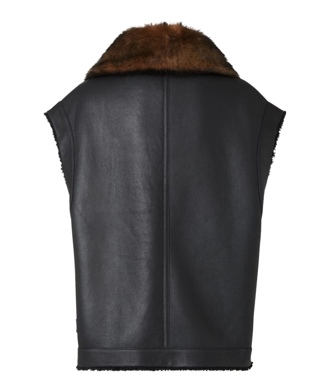 FENDI Черный кожаный жилет, фото 3