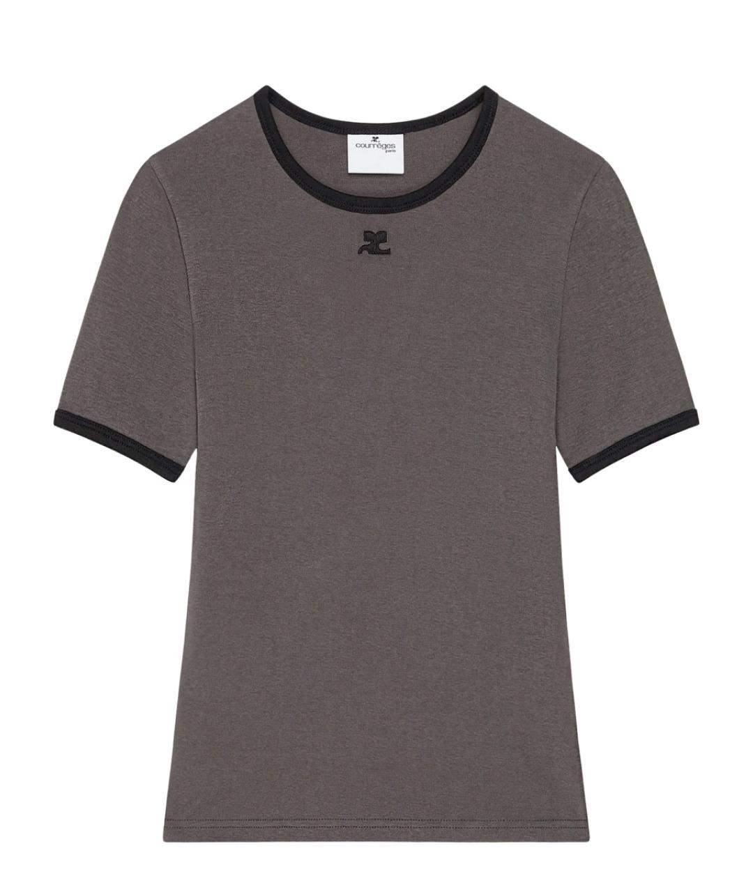 COURREGES Серая хлопковая футболка, фото 1