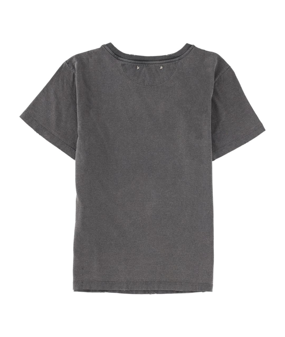 GOLDEN GOOSE DELUXE BRAND Антрацитовая хлопковая футболка, фото 2