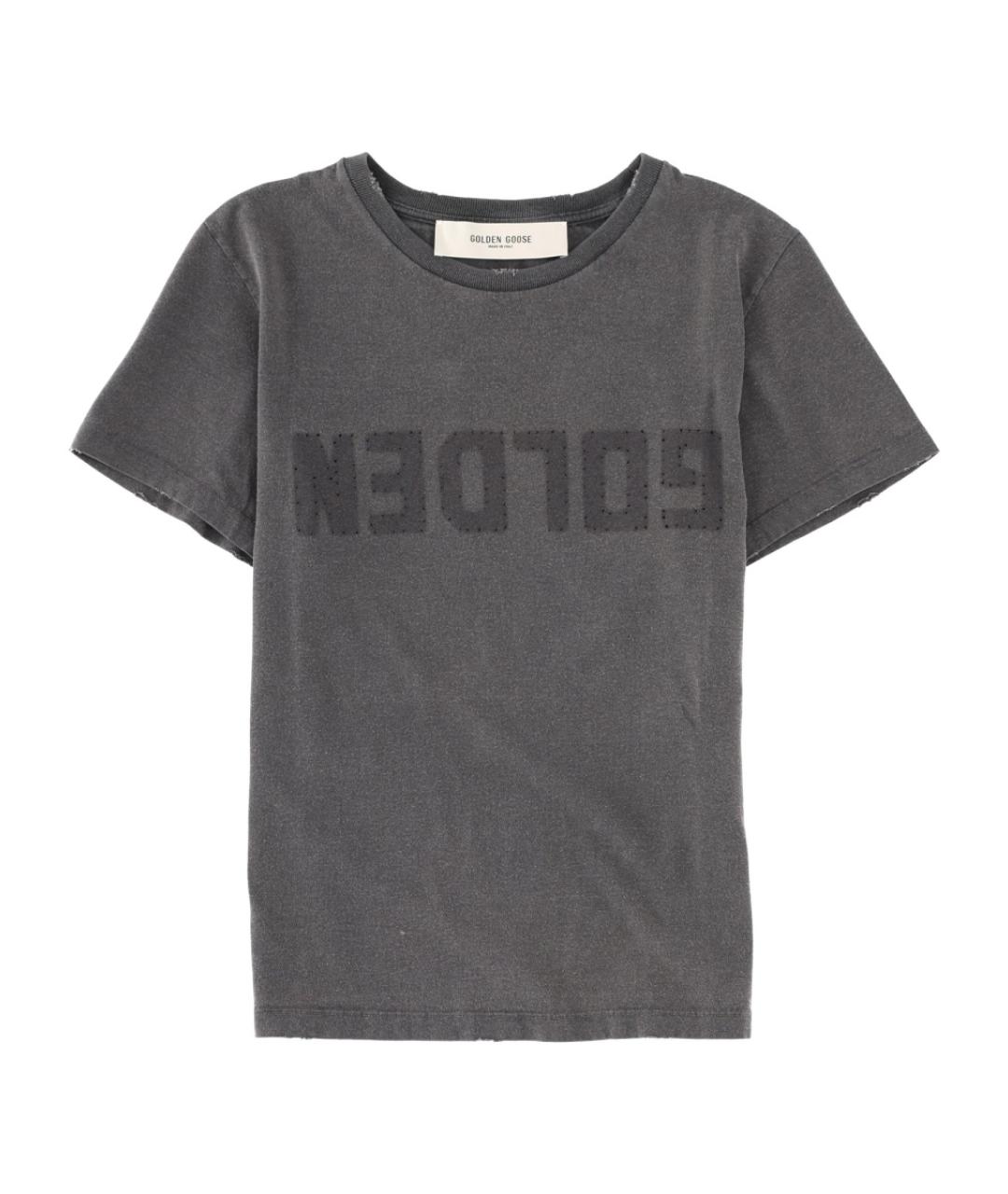 GOLDEN GOOSE DELUXE BRAND Антрацитовая хлопковая футболка, фото 1