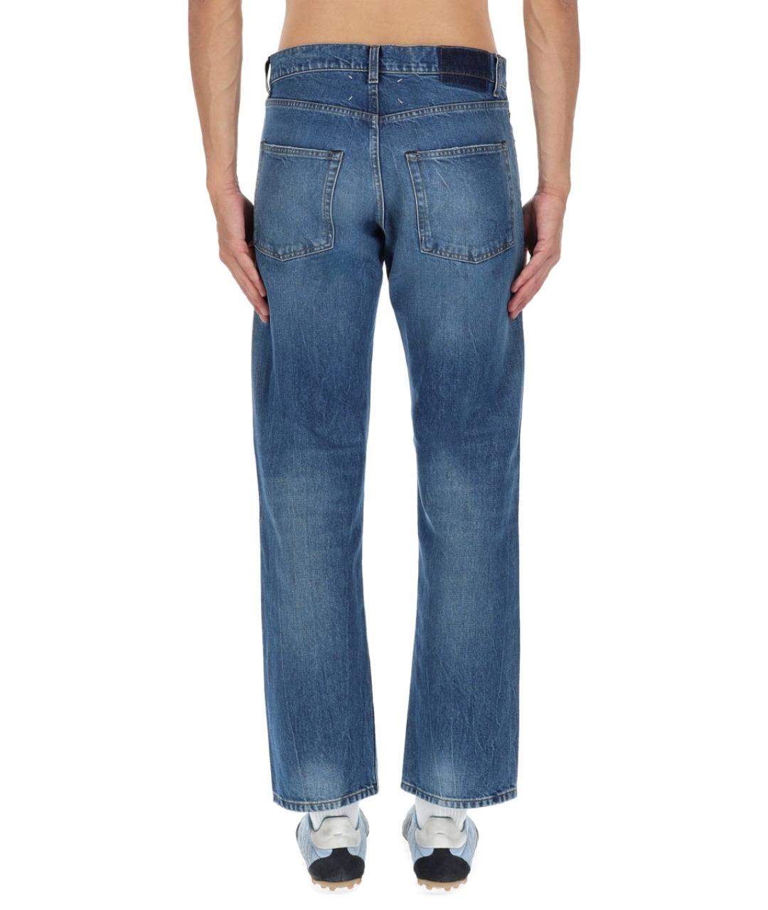 MAISON MARGIELA Синие хлопковые прямые джинсы, фото 3
