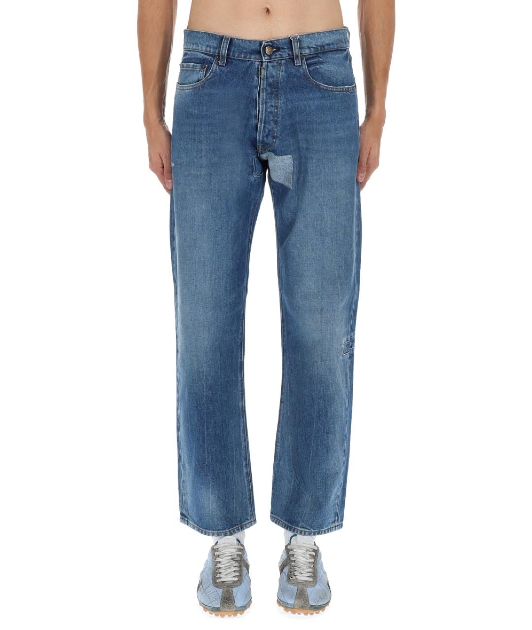 MAISON MARGIELA Синие хлопковые прямые джинсы, фото 4