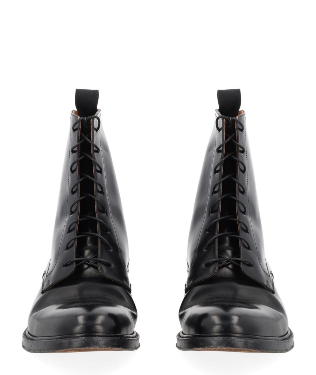 MAISON MARGIELA Черные кожаные высокие ботинки, фото 2