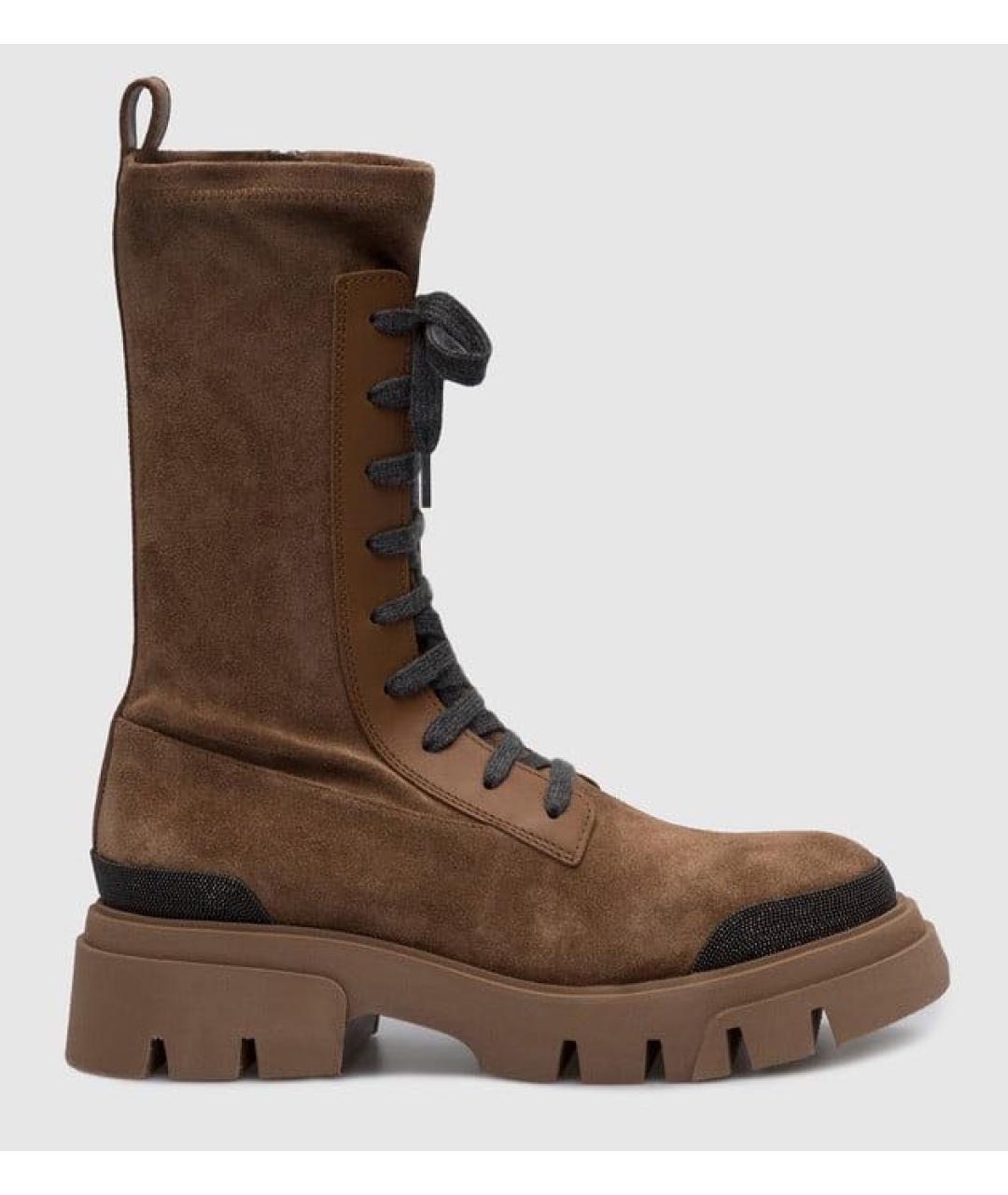 BRUNELLO CUCINELLI Коричневые замшевые ботинки, фото 4