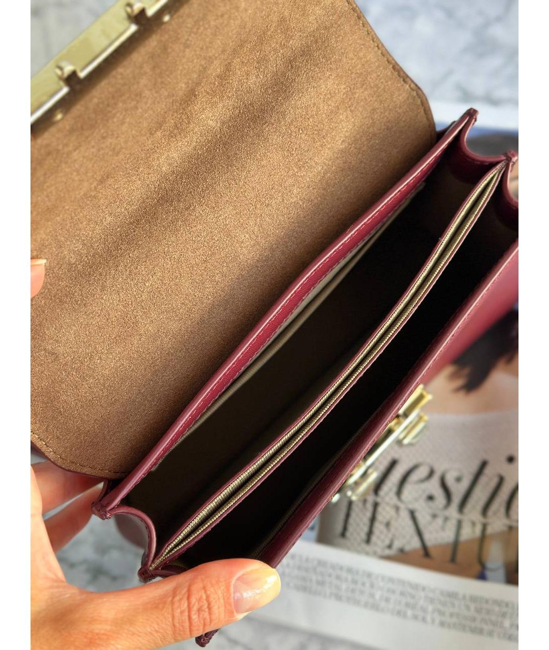 FURLA Бордовая кожаная сумка с короткими ручками, фото 5