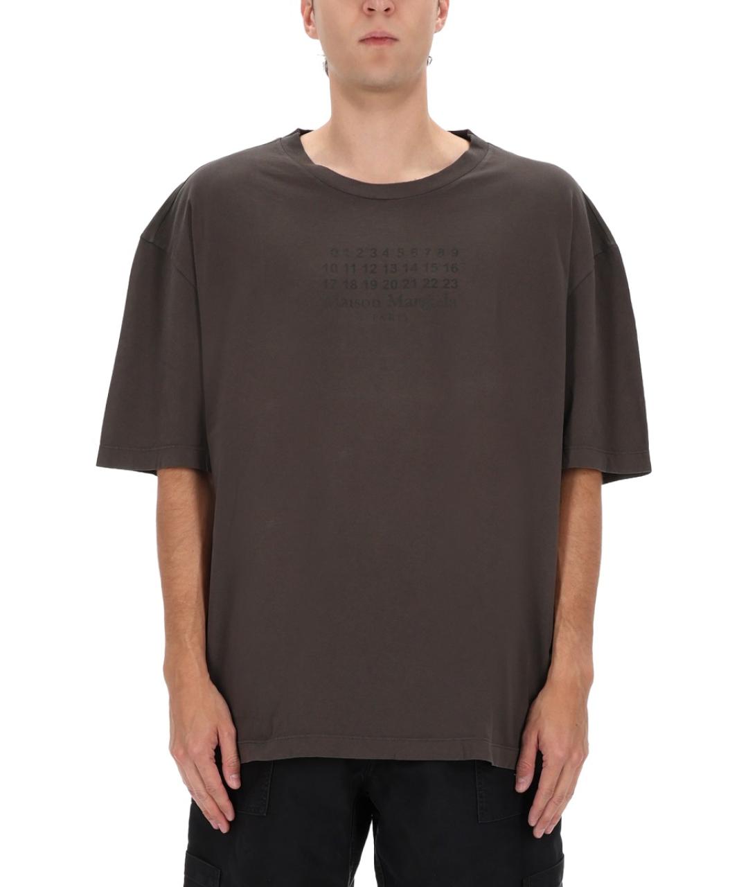 MAISON MARGIELA Коричневая хлопковая футболка, фото 4