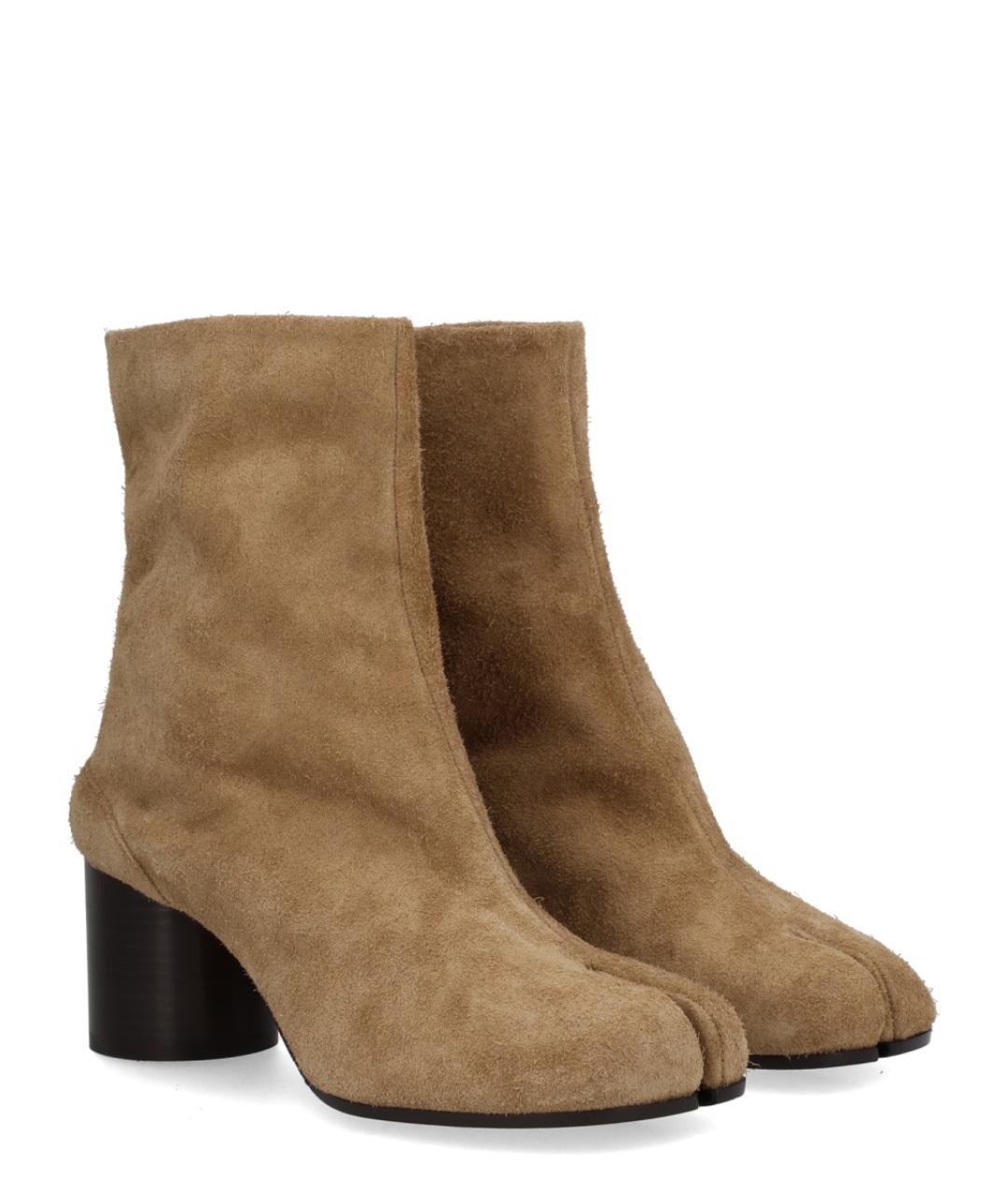 MAISON MARGIELA Коричневые замшевые ботильоны, фото 4