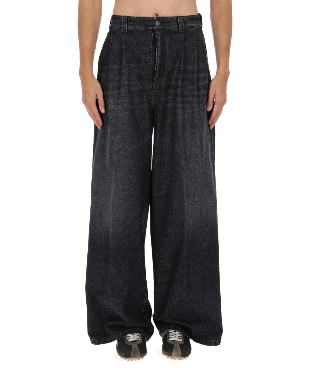 MAISON MARGIELA Антрацитовые хлопко-полиэстеровые прямые джинсы, фото 4
