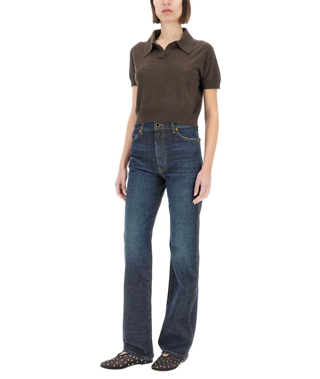 KHAITE Синие хлопковые прямые джинсы, фото 2