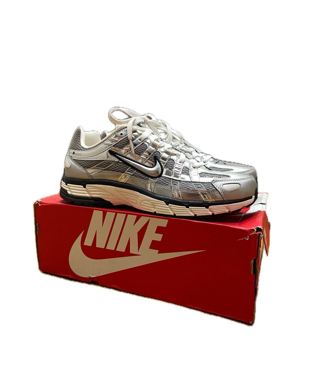 NIKE Серебряные текстильные низкие кроссовки / кеды, фото 3