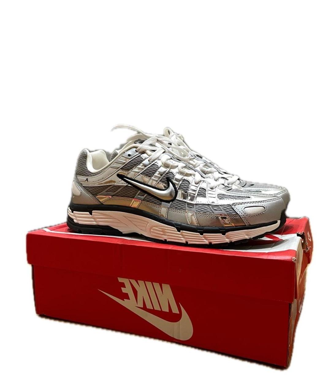 NIKE Серебряные текстильные низкие кроссовки / кеды, фото 9