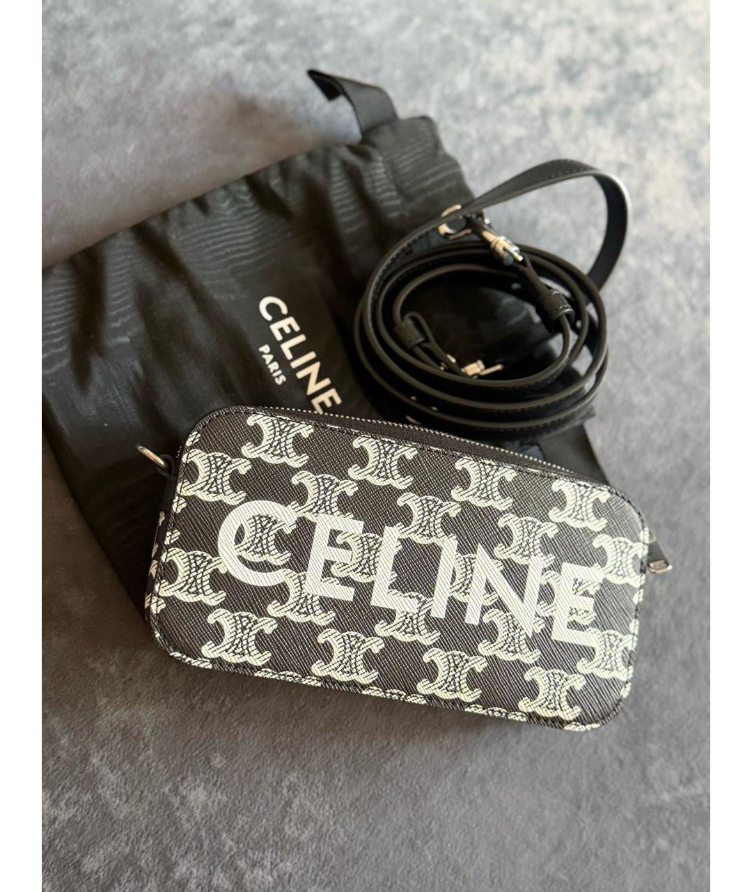 CELINE Черная кожаная сумка через плечо, фото 5