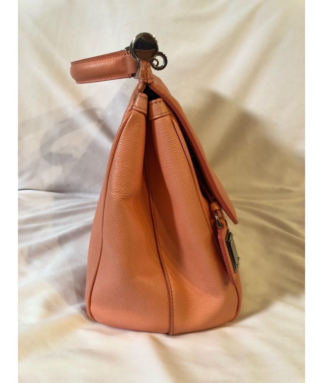 DOLCE&GABBANA Коралловая кожаная сумка тоут, фото 2