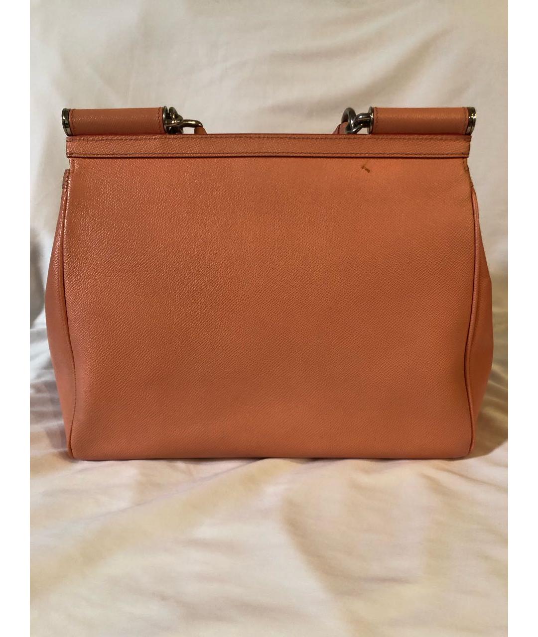 DOLCE&GABBANA Коралловая кожаная сумка тоут, фото 3