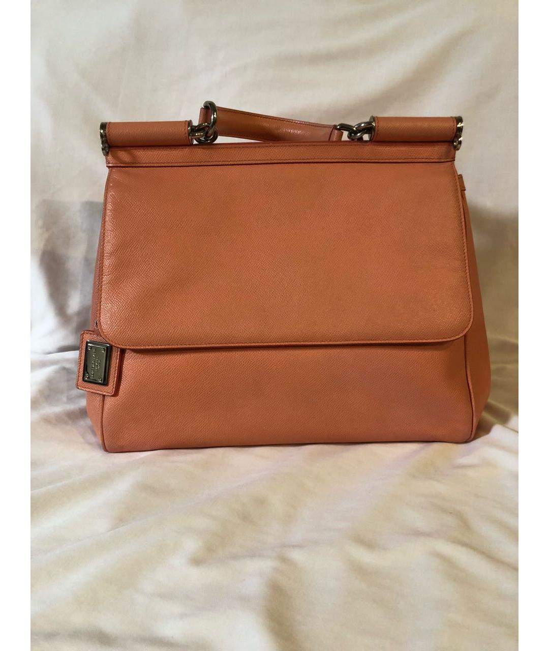 DOLCE&GABBANA Коралловая кожаная сумка тоут, фото 7