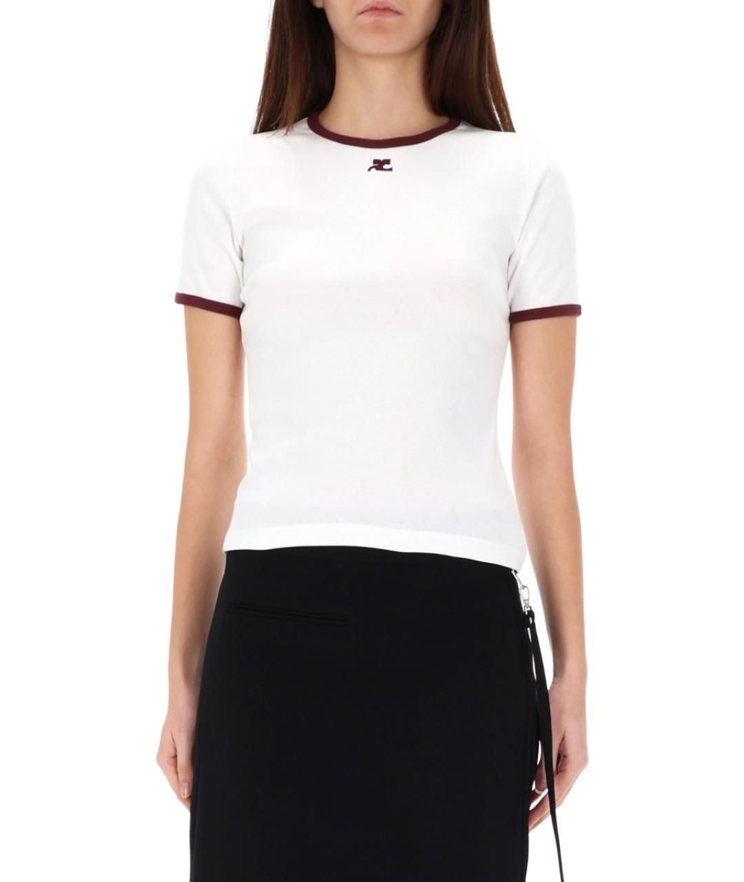 COURREGES Белая хлопковая футболка, фото 2