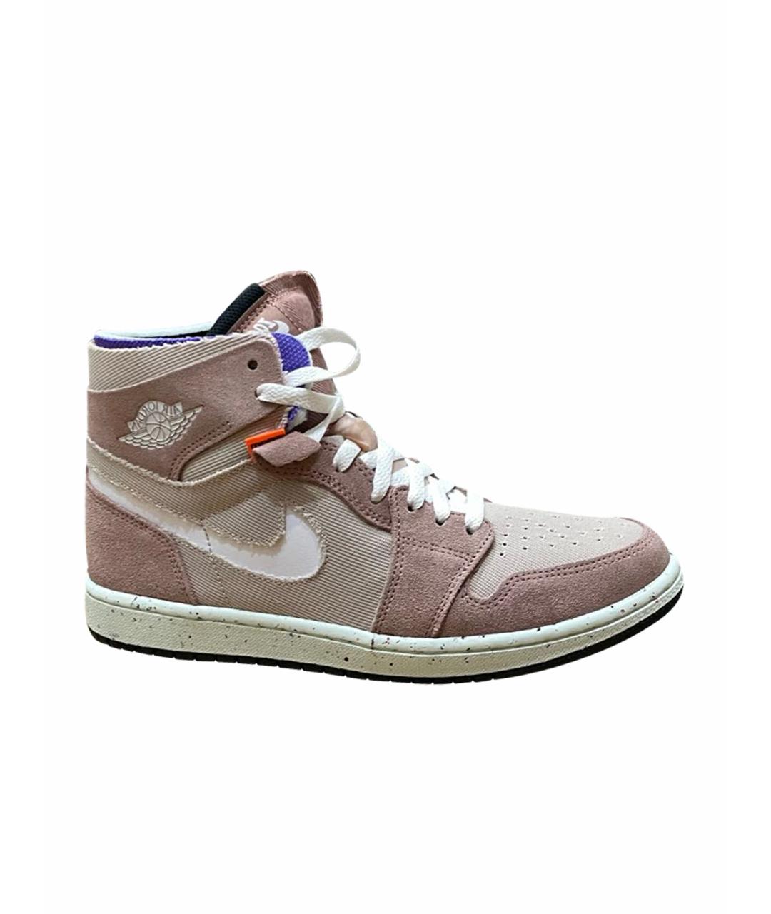 JORDAN Розовые замшевые высокие кроссовки / кеды, фото 1