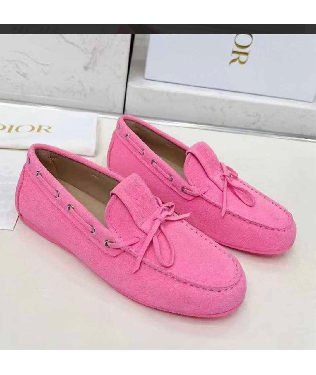 CHRISTIAN DIOR Розовые замшевые лоферы, фото 4