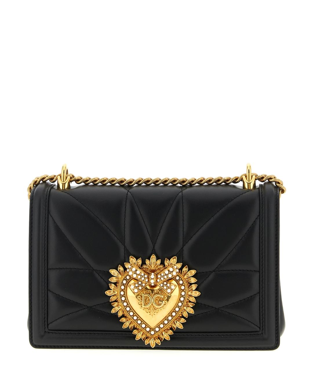 DOLCE&GABBANA Черная кожаная сумка через плечо, фото 1