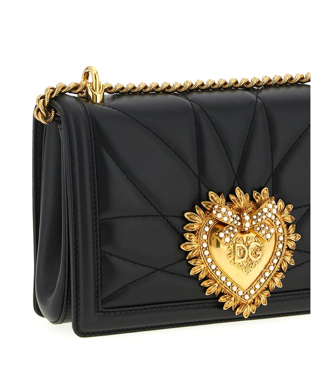 DOLCE&GABBANA Черная кожаная сумка через плечо, фото 3