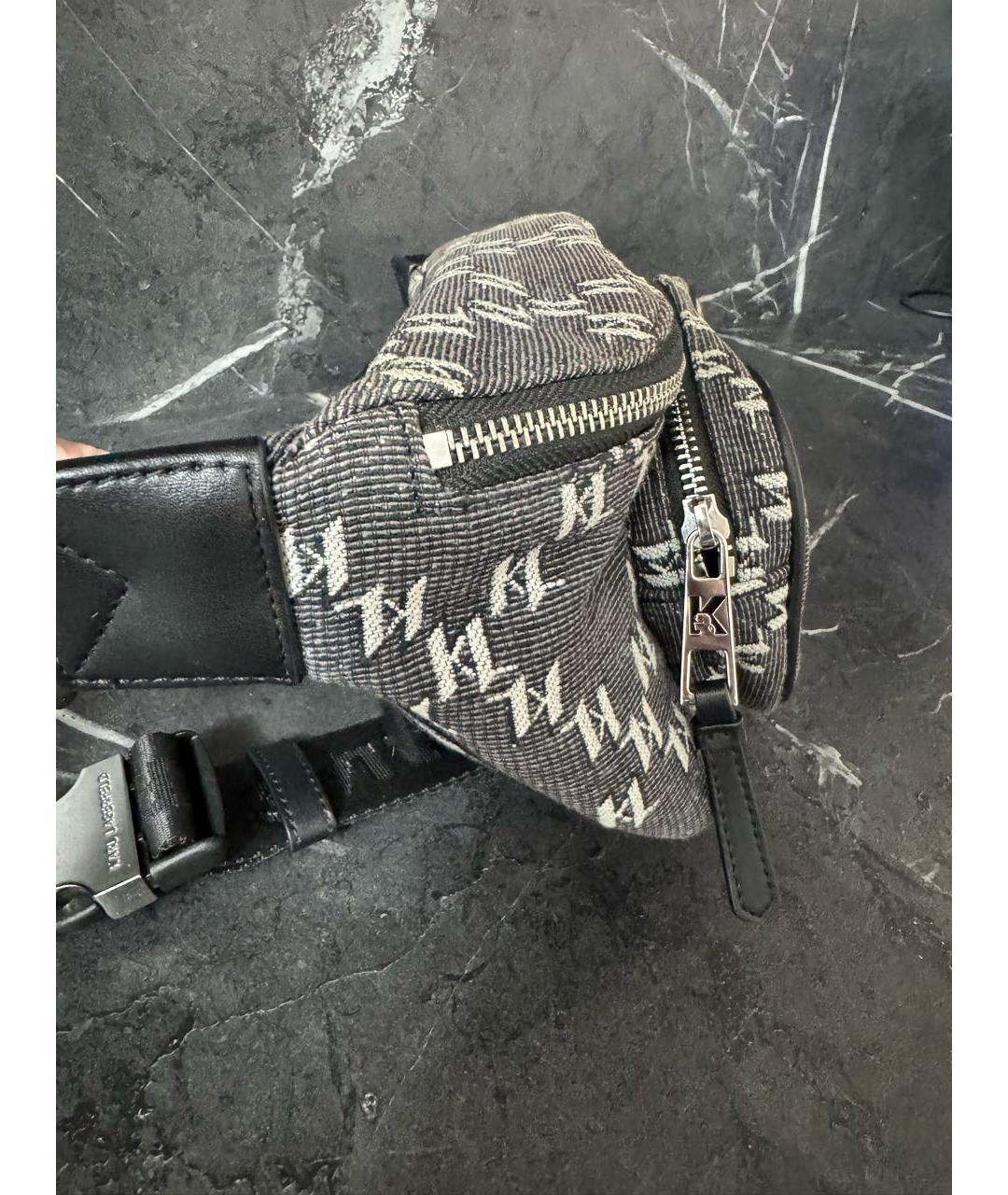 KARL LAGERFELD Антрацитовая поясная сумка, фото 2